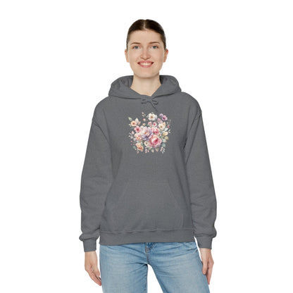 Floral Comfort Hoodie, Cozy Sweatshirt for Women, Spring Fashion, Gift for Her, Casual Everyday Wear, Soft Pastel Flower Print Sweatshirt