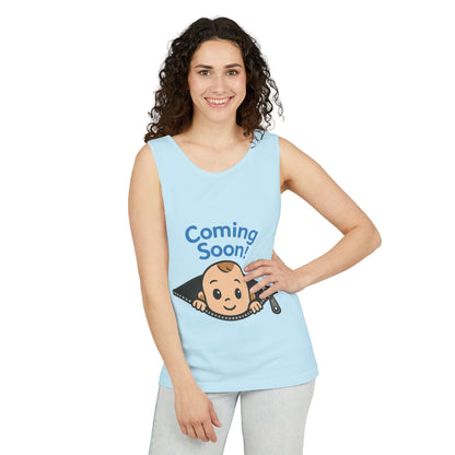 Coming Soon Maternity Tank Top, Cute Baby Boy Pregnancy Announcement Tee, Funny Expecting Mom Gift, Gender Reveal Tee, Baby Shower Top