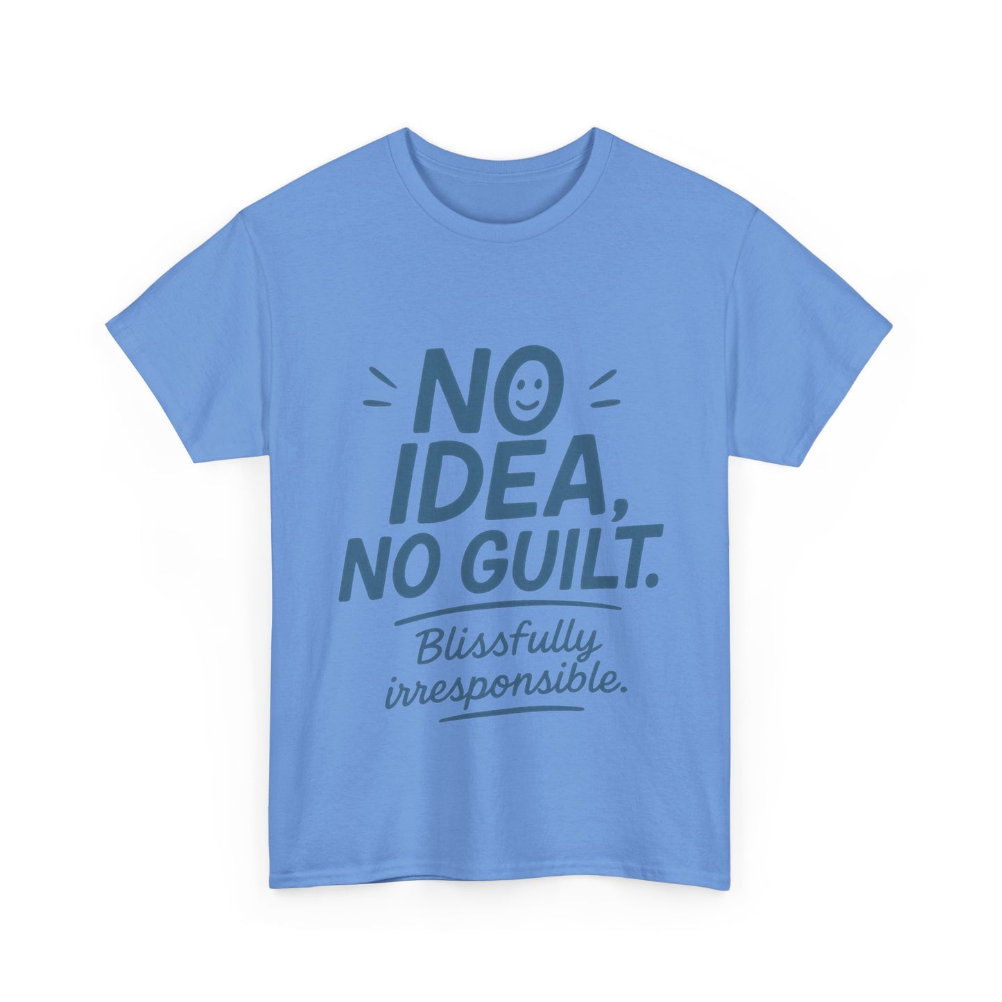 Funny No Idea Womens T-Shirt, No Guilt Quote Shirt, Irresponsible Humor Tee, Relaxed Fit Gift for Her, Funny Quote Shirt, Funny Quote Shirt