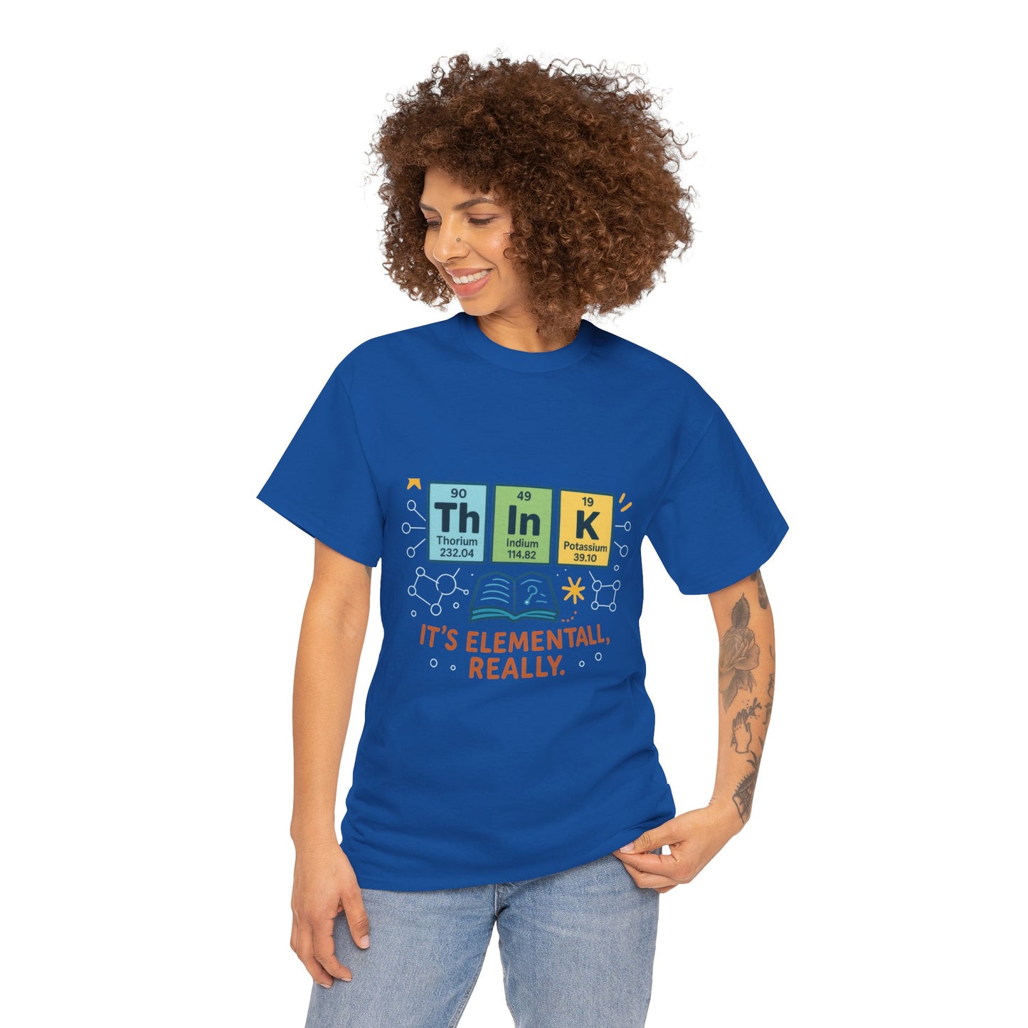Smart Womens Science T-Shirt, THINK Periodic Table Tee, Funny Elemental Nerd Gift for Her, Graphic Tee for Science Lovers