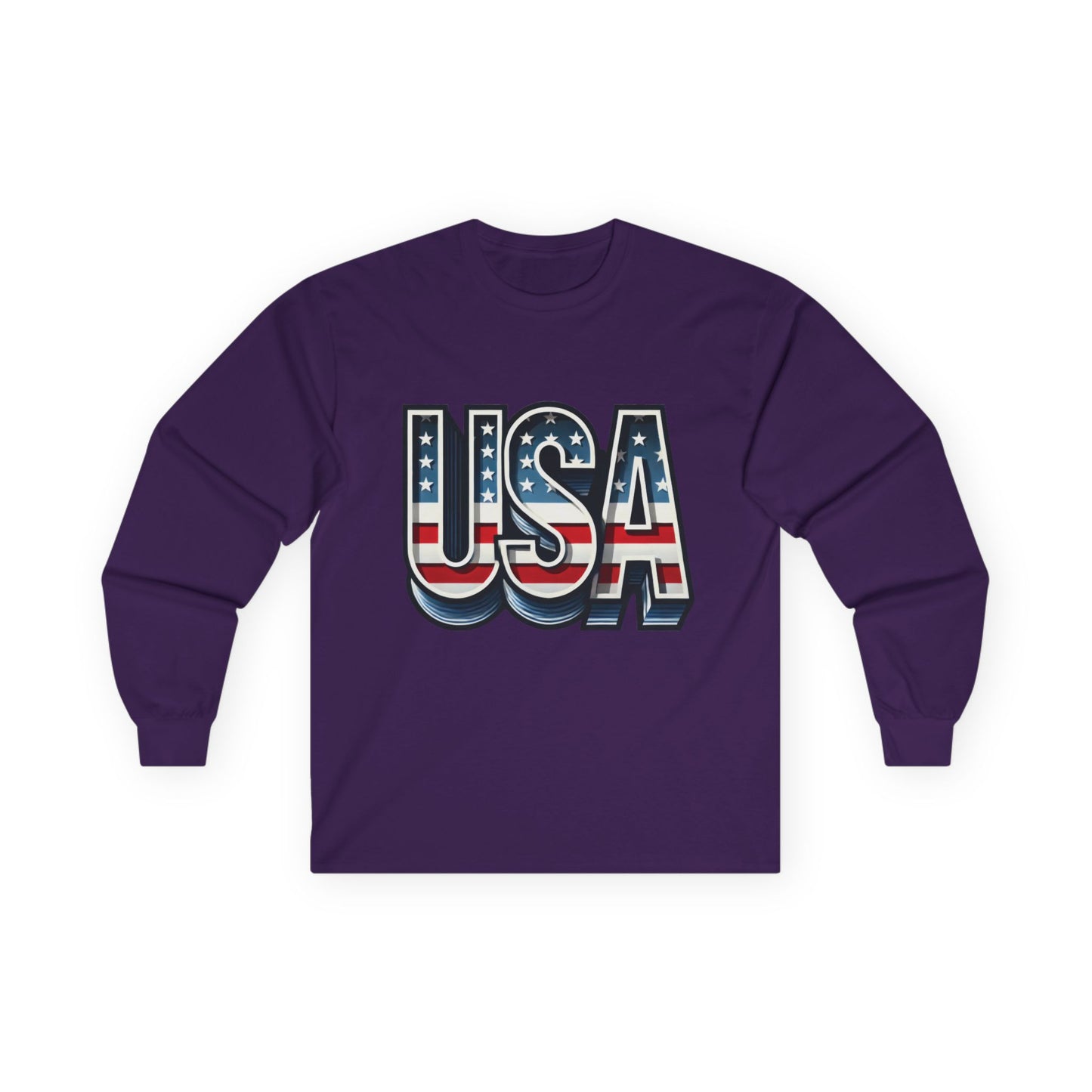 USA Graphic Long Sleeve Tee, Patriotic Shirt, Unisex Casual Wear, Independence Day Gift, Vintage Americana Apparel