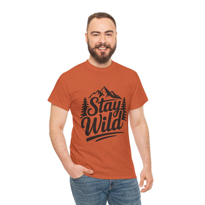 Stay Wild Adventure Tee, Unisex Heavy Cotton Tee for Nature Lovers, Camping, Hiking, Gifts for Outdoorsy Friends, Nature Graphic Tee