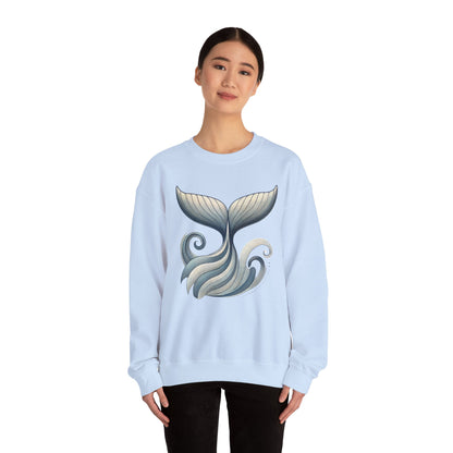 Whale Tail Ocean Sweatshirt, Unisex Heavy Blend Crewneck Sweatshirt, Nautical Coastal Sea Life Gift for Beach Lovers, Gift for Ocean Lovers