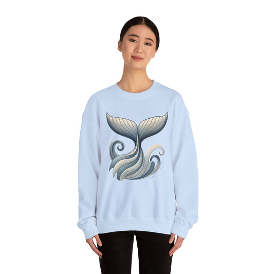 Whale Tail Ocean Sweatshirt, Unisex Heavy Blend Crewneck Sweatshirt, Nautical Coastal Sea Life Gift for Beach Lovers, Gift for Ocean Lovers