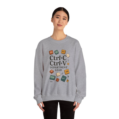Funny Ctrl+C Ctrl+V Department Lead Sweatshirt, Unisex Crewneck, Gift for Tech Lovers, Office Humor, Cozy Casual Wear, Gift for a Coworker