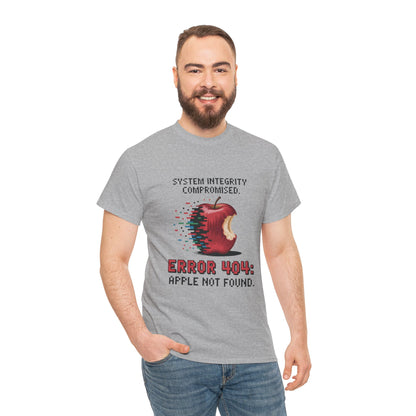 Error 404 Apple Not Found T-Shirt, Glitch Pixel Tech Tee, Funny Nerd Shirt, Unisex Retro Graphic Tee, Geeky T-Shirt, Techie Gift