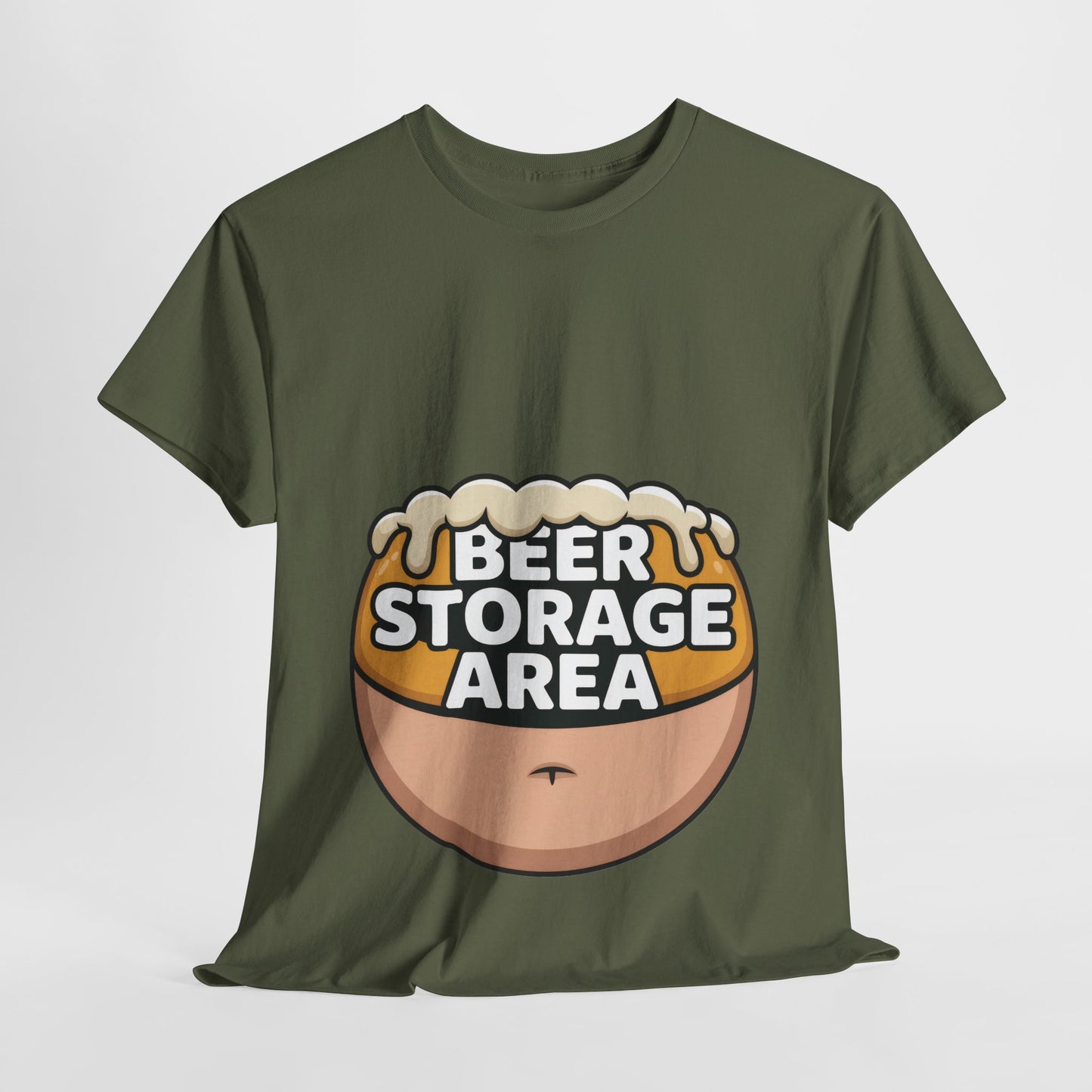 Funny Beer Belly T-Shirt, Beer Storage Area Graphic Tee for Men, Dad Bod Humor Shirt, Beer Lovers Gift, Drinking Gift, Party Apparel