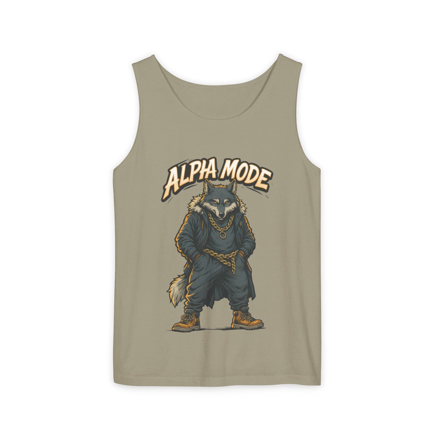 Alpha Mode Wolf Tank Top, Mens Hip Hop Gym Tank, Cool Streetwear Muscle Tank, Savage Wolf Graphic Top, Alpha Male Workout Shirt, Beachwear