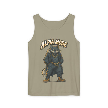 Alpha Mode Wolf Tank Top, Mens Hip Hop Gym Tank, Cool Streetwear Muscle Tank, Savage Wolf Graphic Top, Alpha Male Workout Shirt, Beachwear