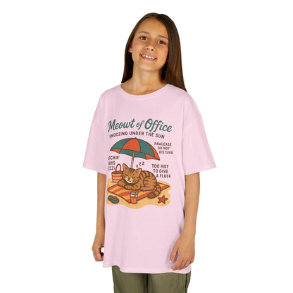 Kids Cat-Themed T-Shirt - Meowt of Office, Cute Summer Tee, Cat Lover Gift, Fun Playwear, Summer Beach Vacation Tee
