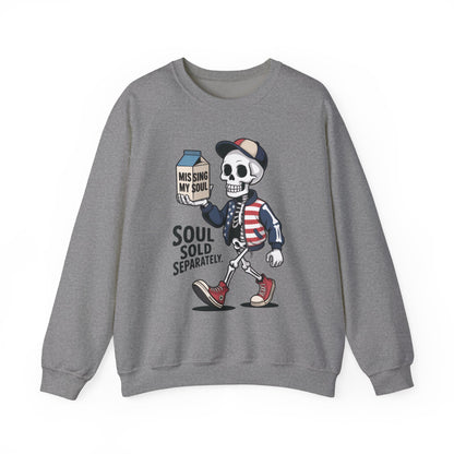 Skeleton Graphic Sweatshirt, Soul Sold Separately Pullover, Funny Gothic Streetwear, Missing My Soul Skull Hoodie Alternative