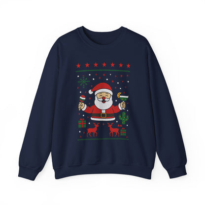Funny Santa Women's Christmas Sweatshirt, Holiday Party Pullover