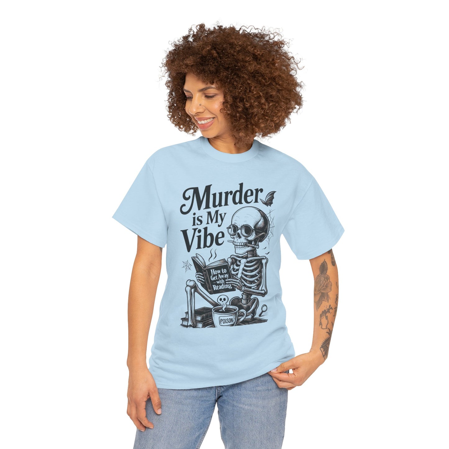 Womens Heavy Cotton Tee - "Murder is My Vibe" Graphic Shirt for Ghoulish Vibes, Halloween Fun, Spooky Season, Casual Wear, Gift for [...]