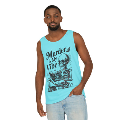 Murder Is My Vibe Tank Top, Mens Goth Tank, Halloween Clothing, Skeleton Graphic Tee, Cozy Casual Wear, Quirky Gift Idea