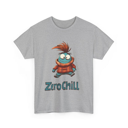 Zero Chill Funny Cartoon Character Tee, Quirky Cute Monster Shirt, Chill Vibes Humor Gift, Fun Cartoon T-Shirt, Chill Vibe Shirt