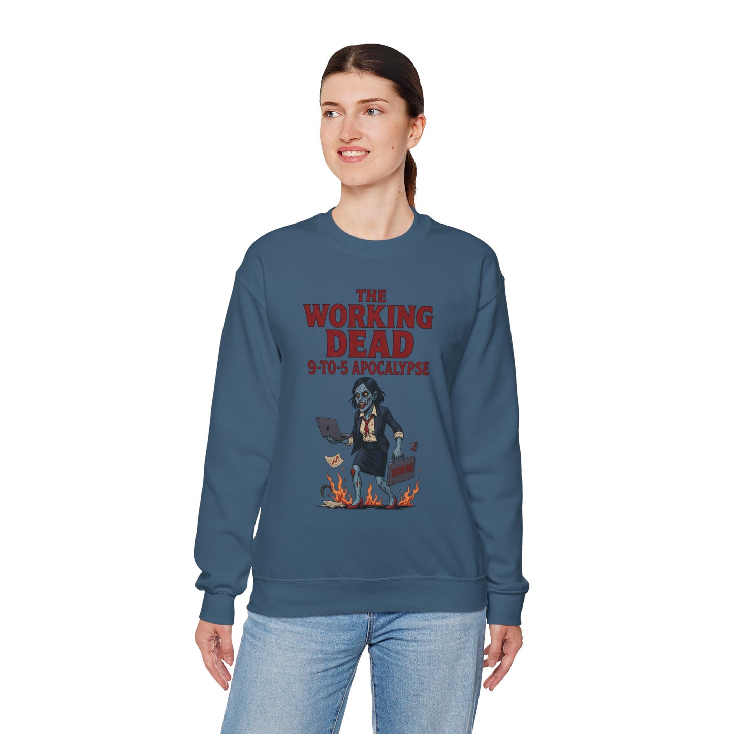 Women's The Working Dead 9-to-5 Apocalypse Sweatshirt, Funny Office Zombie Horror Pullover, Halloween Zombie Work Top