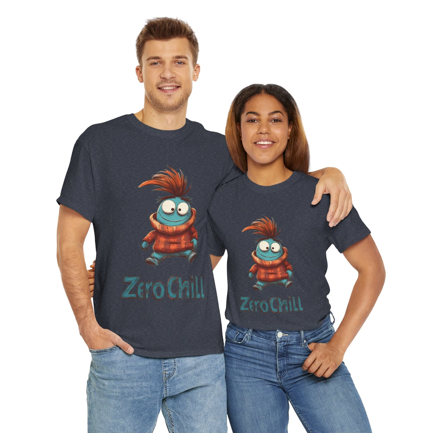 Zero Chill Funny Cartoon Character Tee, Quirky Cute Monster Shirt, Chill Vibes Humor Gift, Fun Cartoon T-Shirt, Chill Vibe Shirt