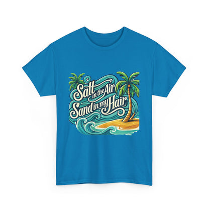 Salt in the Air Sand in My Hair Shirt, Beach Summer Vibes Graphic T-Shirt, Tropical Ocean Palm Design, Ocean-Themed Shirt, Gift Beach Lovers