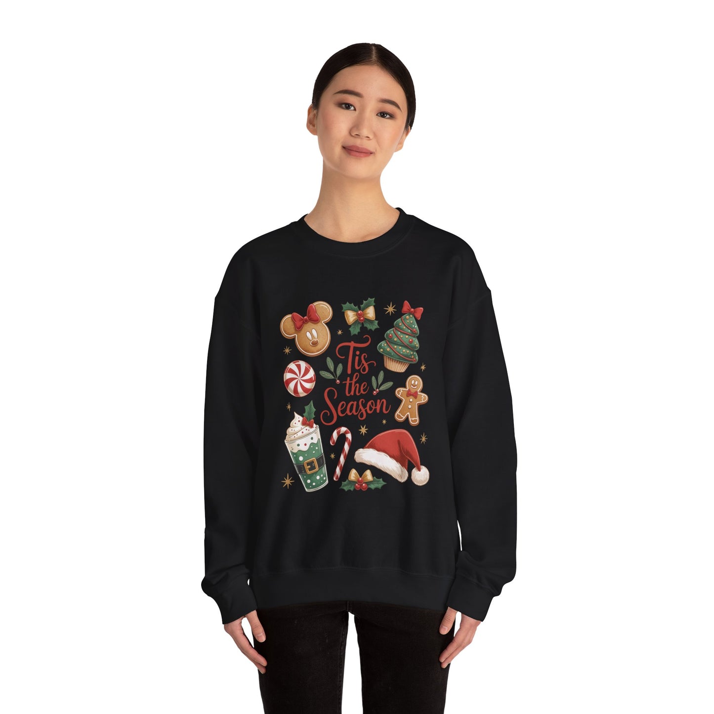 Women's Tis the Season Christmas Sweatshirt, Cozy Cookie - Cocoa Holiday Jumper, Women's Crewneck Sweatshirt