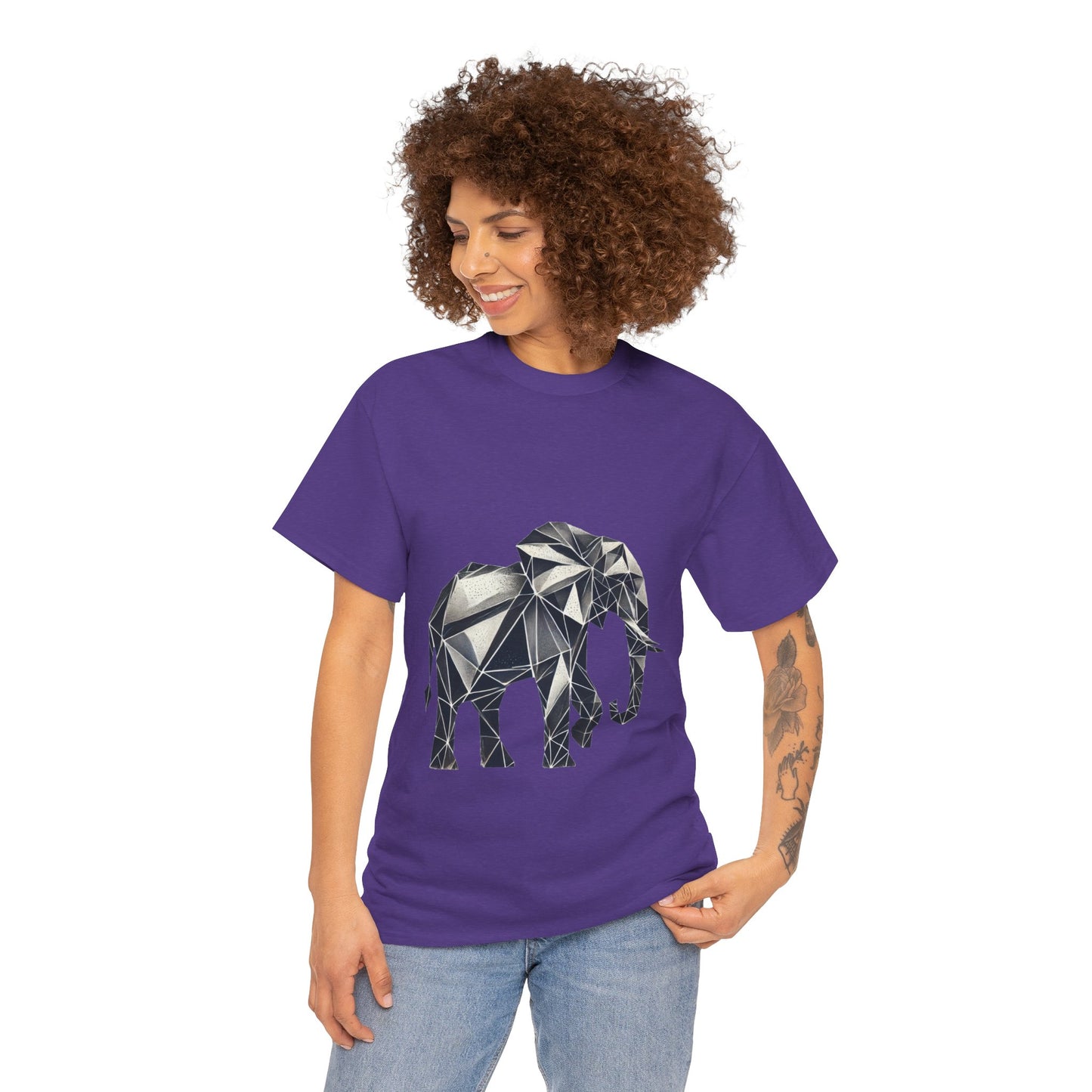 Geometric Elephant Tee - Minimalist Art Shirt, Nature Lover Gift, Animal Print T-Shirt, Unisex Cotton Tee, Eco-Friendly Wear