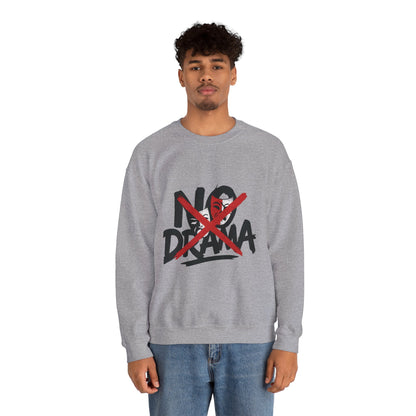 No Drama Mens Crewneck Sweatshirt, Casual Everyday Wear, Gift for Friends, Relaxed Vibes, Comfortable Fashion
