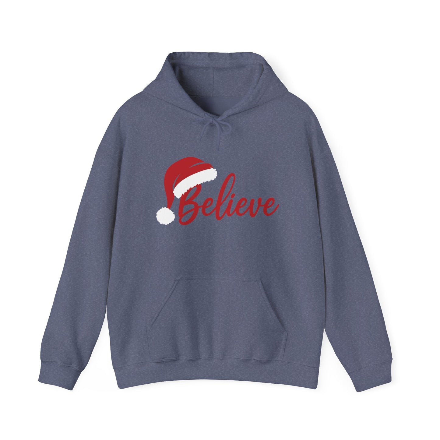 Believe Christmas Women's Hoodie, Minimal Santa Hat Holiday Sweatshirt for Women