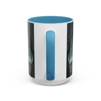 Haunted Mansion Mug, Ghostly Gothic Forest Coffee Cup, Spooky Haunted House Halloween Gift for Horror Lovers, Accent Coffee Mug (11, 15oz)