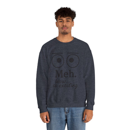 Mens Heavy Blend Crewneck with 'Meh' Design, Comfortable Apparel for Everyday Wear, Perfect for Relaxing