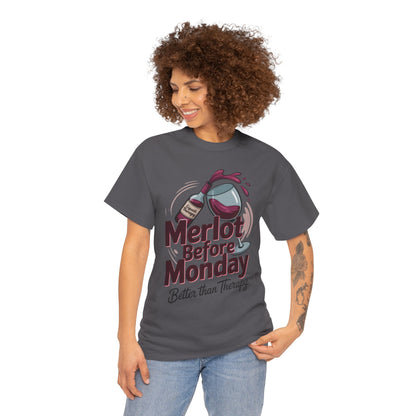 Merlot Before Monday Shirt Women, Funny Wine Tee, Better Than Therapy Tee, Wine Lover Gift