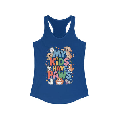 My Kids Have Paws Racerback Tank, Pet Lover Gift, Cute Animal Top, Cute Pet Mom Tee, Animal Parent Top,  Dog Cat Bunny Lover Gift