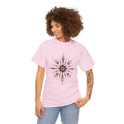 Boho Tribal Mandala Star Women's Cotton Tee, Ethnic Geometric Graphic T-Shirt, Festival Bohemian Style Gift, Bohemian Graphic Tee
