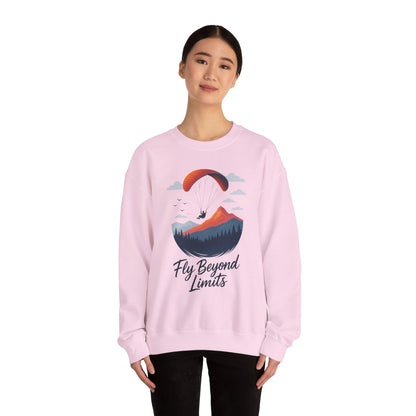 Adventure Inspiration Crewneck Sweatshirt - Fly Beyond Limits, Cozy Outdoor Outfit, Gift for Adventurers, Travel, Motivation Apparel