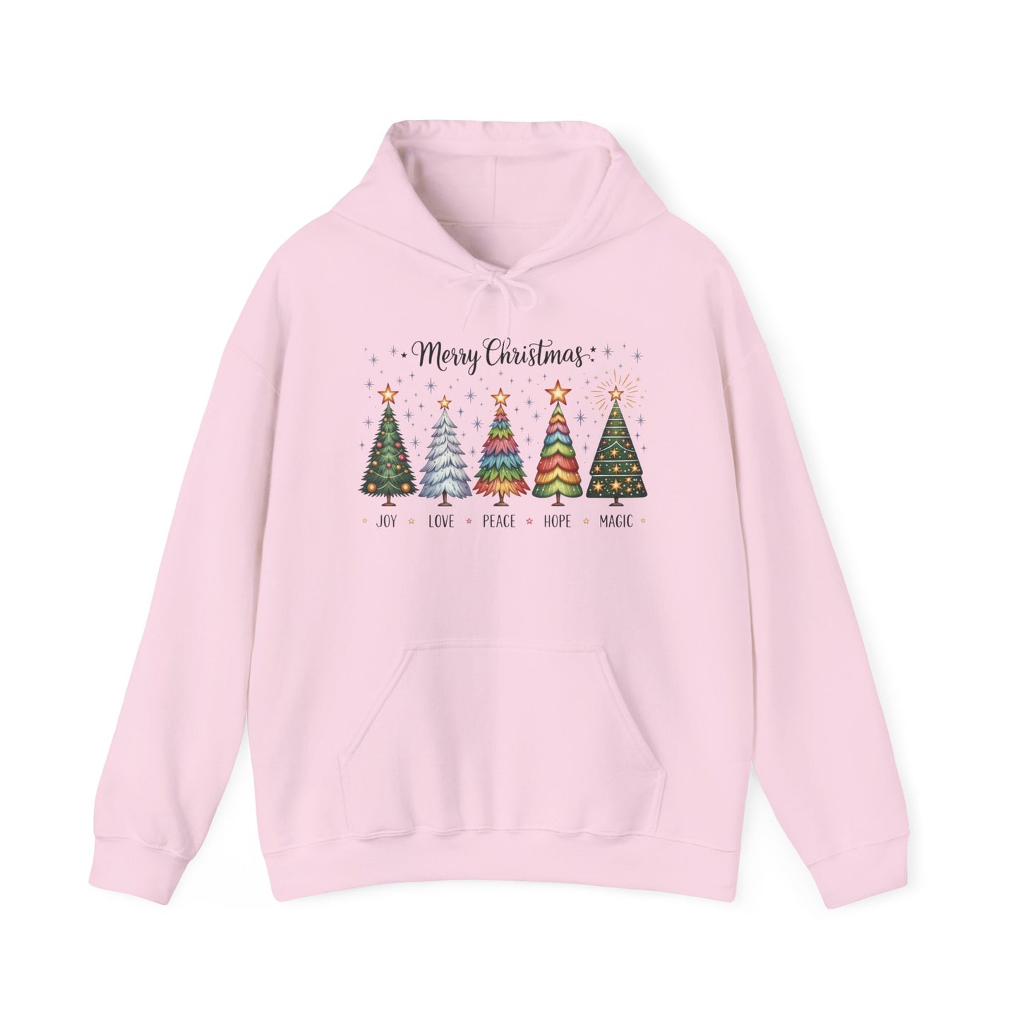 Merry Christmas Women's Hoodie, Joy Love Peace Hope Magic Holiday Hoodie, Women's Heavy Blend™ Hooded Sweatshirt
