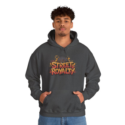 Street Royalty Men's Hoodie, Graffiti Crown Graphic Sweatshirt, Urban Streetwear Pullover with Throne Design