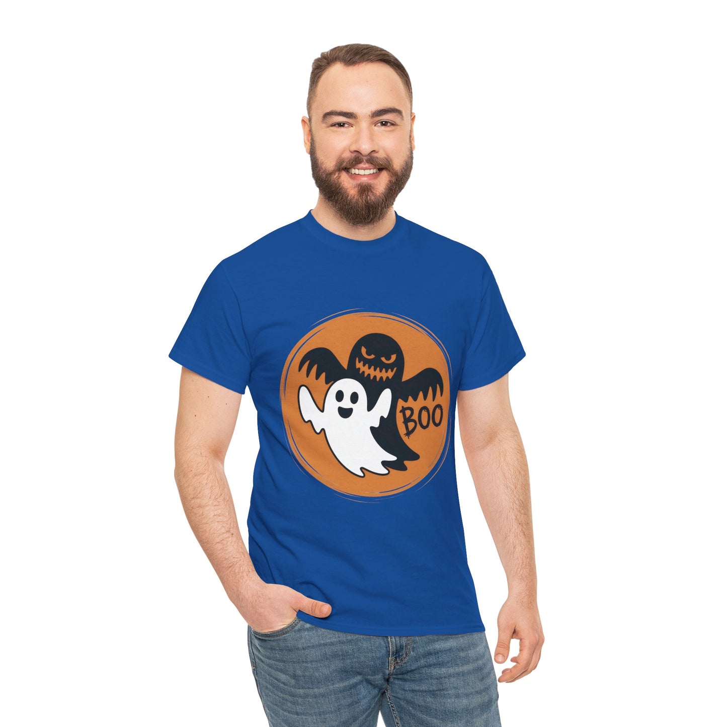 Halloween Ghost Men's T-Shirt, Cute Spooky BOO Tee, Men's Funny Scary Shirt for Men