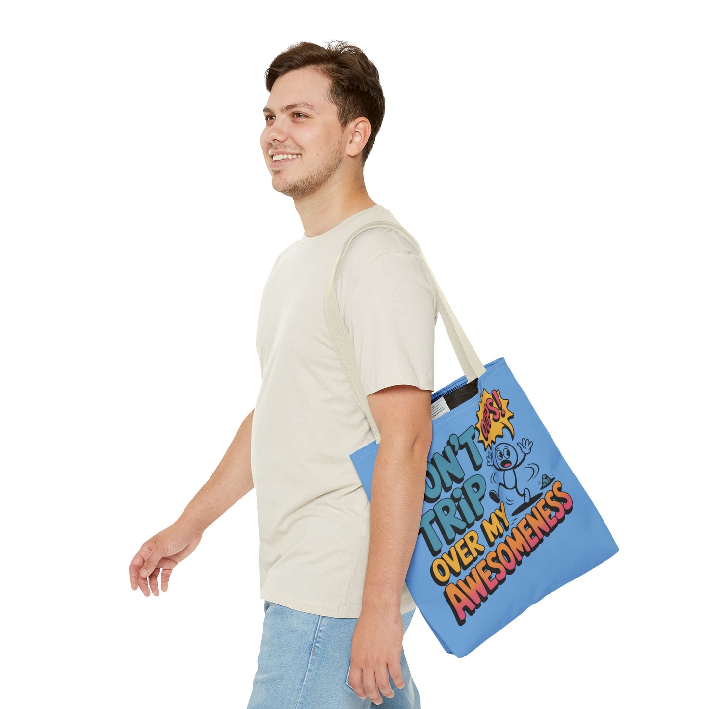 Funny Tote Bag - "Don't Trip Over My Awesomeness" - Perfect for Gifts, Beach Days, Shopping, & More!, , Large Tote Bag, beach weekender bag