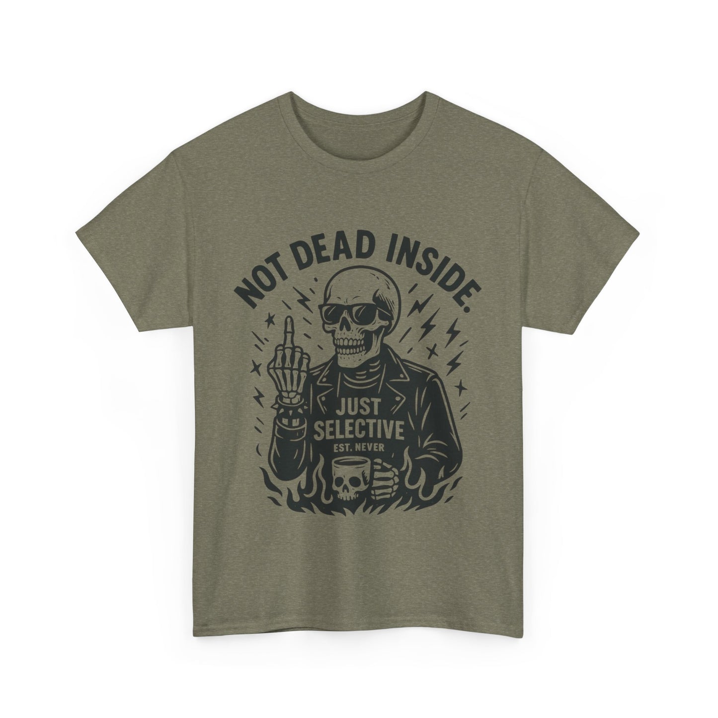 Mens Dark Humor Graphic Shirt, Not Dead Inside, Funny Graphic Shirt for Casual Wear, Gifts for Him, Halloween, Occasions, Funny Skeleton Tee