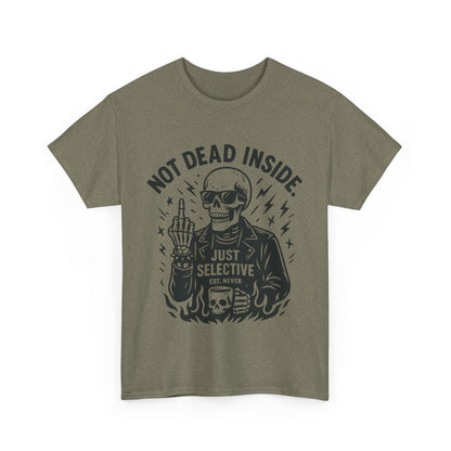Mens Dark Humor Graphic Shirt, Not Dead Inside, Funny Graphic Shirt for Casual Wear, Gifts for Him, Halloween, Occasions, Funny Skeleton Tee