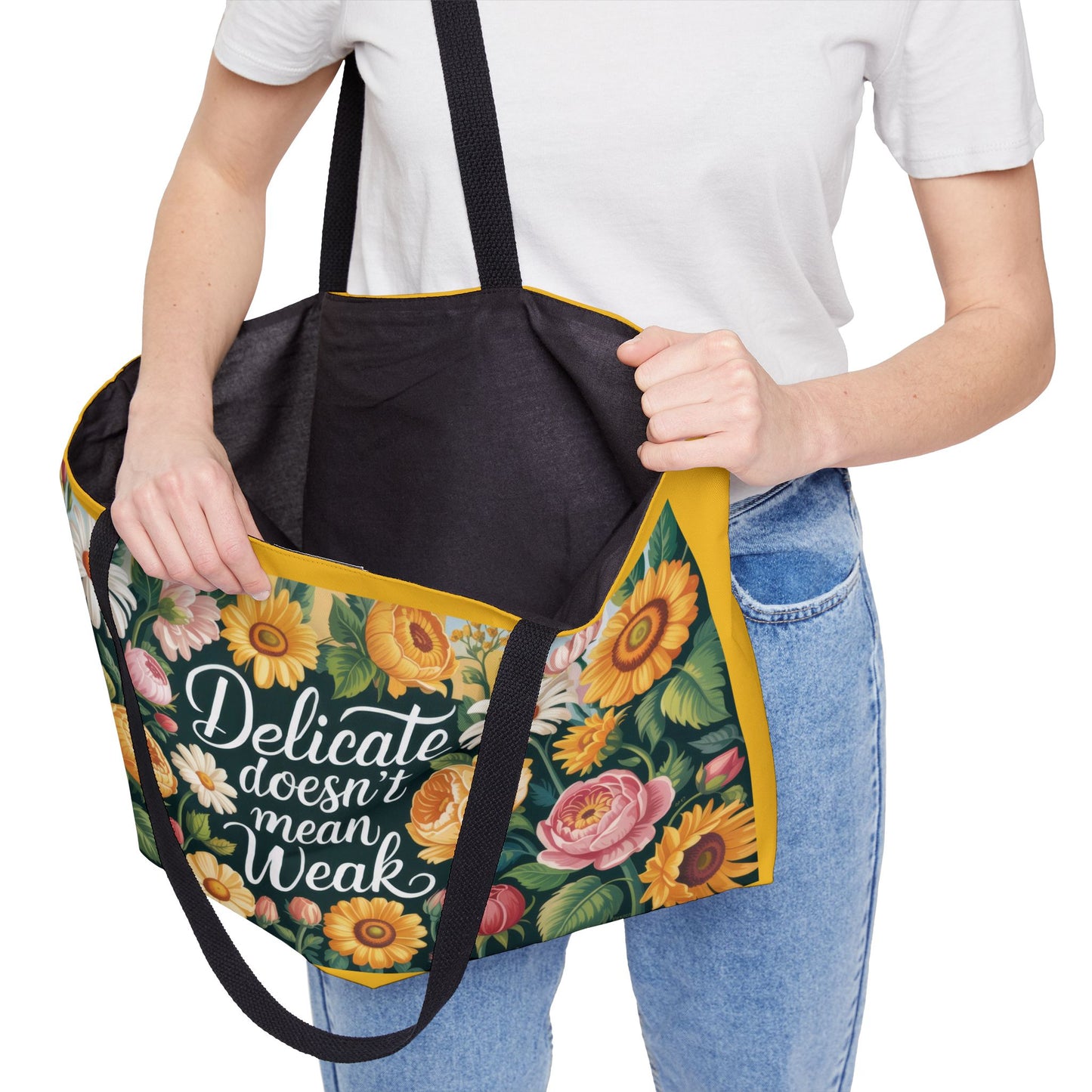 Floral Empowerment Weekender Tote Bag, Inspirational Travel Bag, Motivational Gift, Beach Bag, Gym Tote, Floral Print Carryall