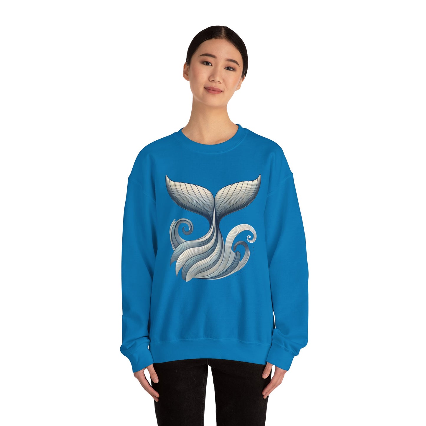 Whale Tail Ocean Sweatshirt, Unisex Heavy Blend Crewneck Sweatshirt, Nautical Coastal Sea Life Gift for Beach Lovers, Gift for Ocean Lovers