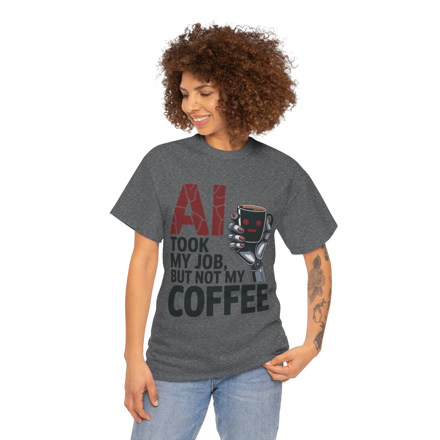 Women's AI Coffee T-Shirt, Funny Robot Job Humor Tee, Geek Sarcastic Gift for Her, Sarcastic Work Shirt, Career Humor