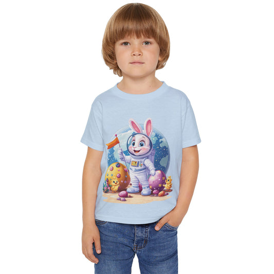 Kids Easter Astronaut Bunny T-Shirt, Space Bunny with Eggs, Galaxy Adventure Tee, Cute Bunny Gift for Boys and Girls, Easter Gift Toddler