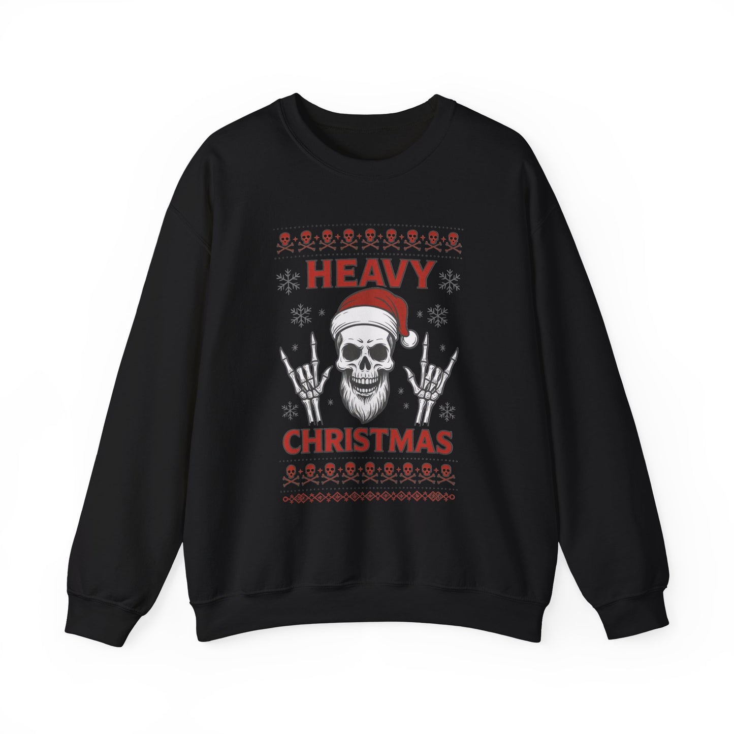 Heavy Christmas Sweatshirt, Metal Santa Skull Holiday Pullover for Men