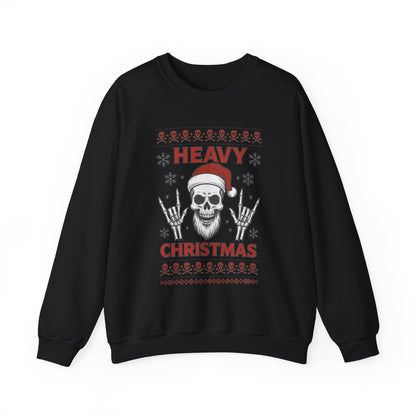 Heavy Christmas Sweatshirt, Metal Santa Skull Holiday Pullover for Men