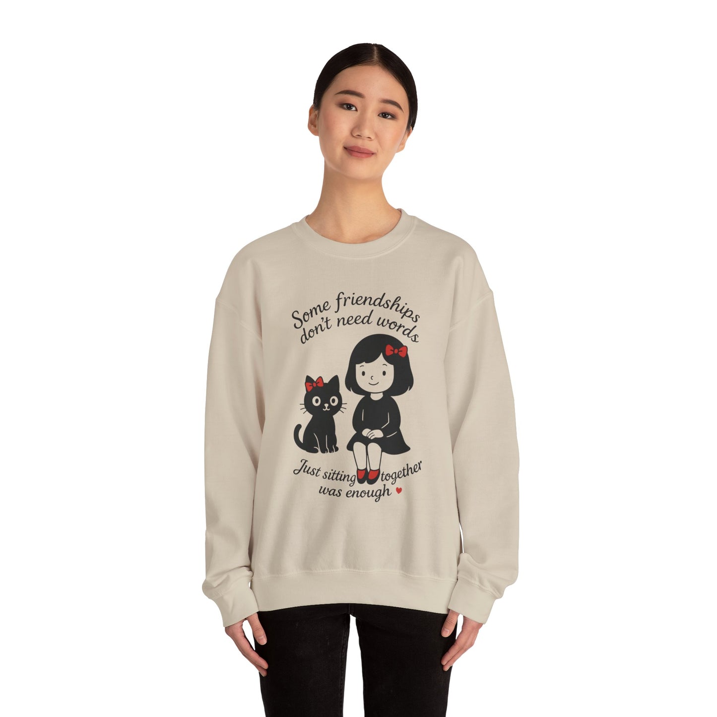 Friendship Womens Sweatshirt - Cozy Womens Crewneck with Cute Cat Design, Perfect Gift for Cat Lovers, Friendship Day, Casual Wear