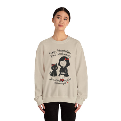 Friendship Womens Sweatshirt - Cozy Womens Crewneck with Cute Cat Design, Perfect Gift for Cat Lovers, Friendship Day, Casual Wear