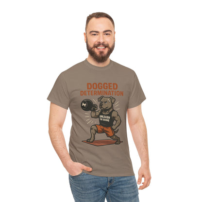 Funny Gym Dog T-Shirt for Men, Workout Bulldog Graphic Tee, Fitness Motivation Shirt, Dog Lover Gift, Dogged Determination Gym Tee