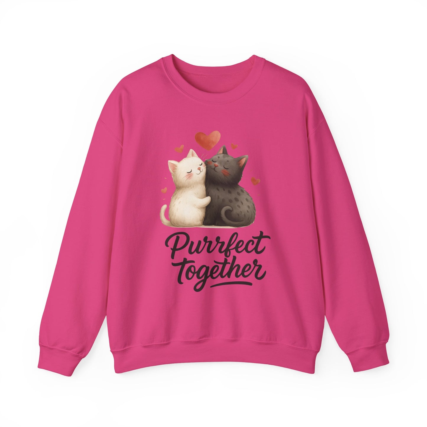 Cute Cat Couple Womens Sweatshirt, Purrfect Together Sweater, Gift for Cat Lovers, Cozy Crewneck for Valentine's Day, Animal Lover Apparel