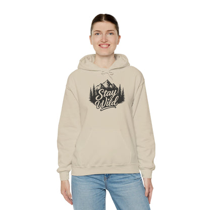 Stay Wild Hoodie, Nature Lover Unisex Pullover, Mountain Adventure Hiking Sweatshirt, Outdoorsy Gift for Him Her