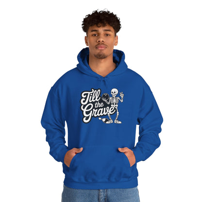 Funny Skeleton Bowling Mens Hoodie, Halloween Apparel, Funny Skeleton Bowling Shirt, Casual Mens Crewneck, Cool Bowler Skull Hoodie